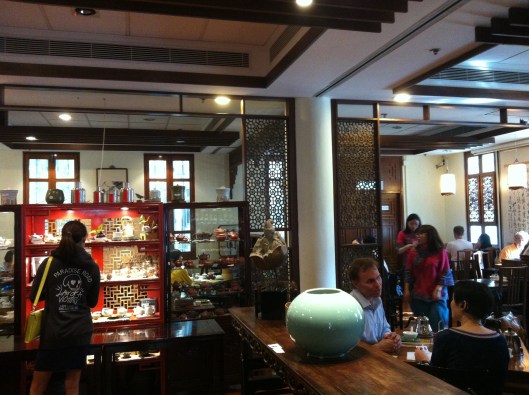 Inside Lock Cha Tea House in Hong Kong Park.
