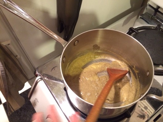 The right amount of curry to coconut mixture before adding more ingredients.