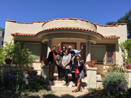 A triumphant Song Hong at our Pasadena house.