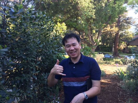 Pham Truong Son by our bay leave tree arbor.