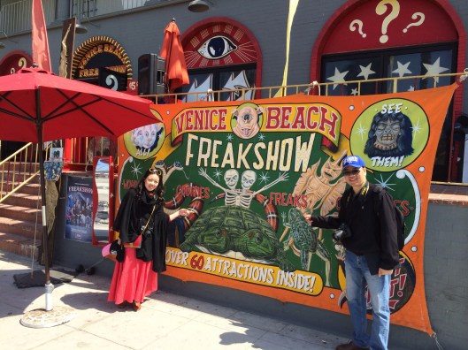 A circus throwback Venice Beach attraction.