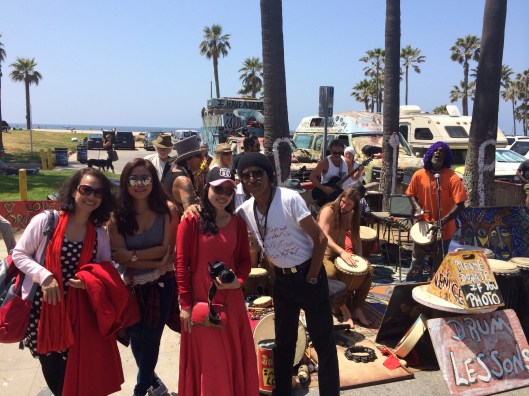 New friends as Song Hong meets the Drum Orchestra of Venice Beach.