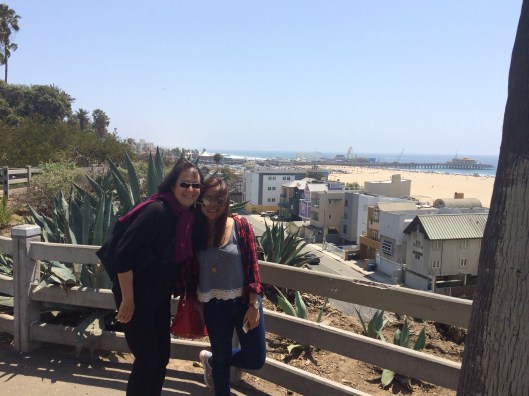 With the Santa Monica Pier in the distance, Kinney's Palisades idea still delights Jan and Tra My.