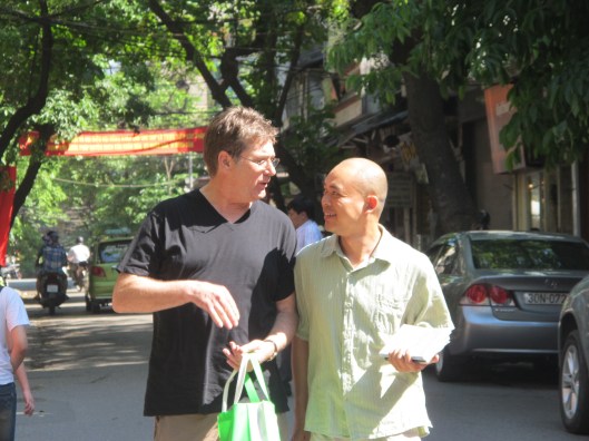 Bruce Weigl and Vu Nhat Tan discussing The Song of Napalm in Hanoi, 2011.