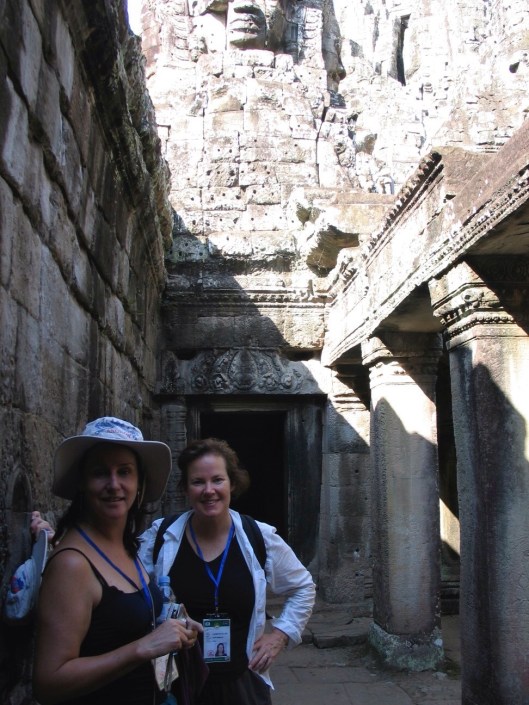 Sopranos Kathleen Roland and Elissa Johnston on tour with Southwest in Cambodia, 2006.