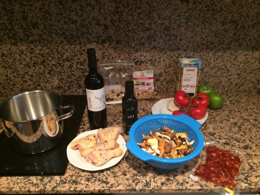 A Catalan inspired chicken in wine sauce in our apartment hotel by Sagrada Familia.