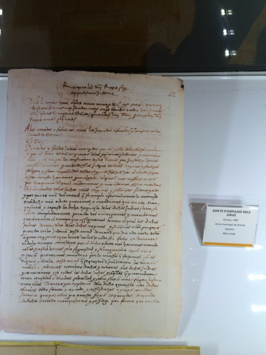 At the Girona Jewish Museum: the 1492 Edict from the Spanish Crown expelling all Jews