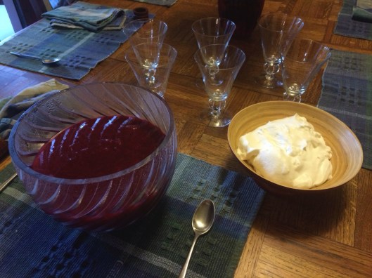 Satsuma plums with whipped cream for a great dessert.