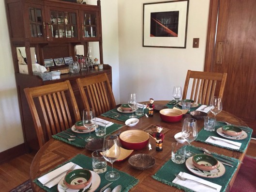 Set your dinner table in the morning for an evening party.