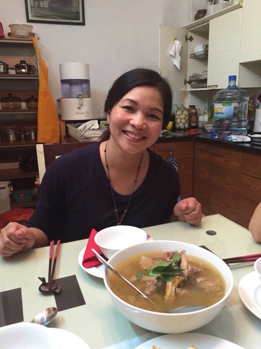 Our great teacher, Tran Thu Thuy with her splendid duck soup.