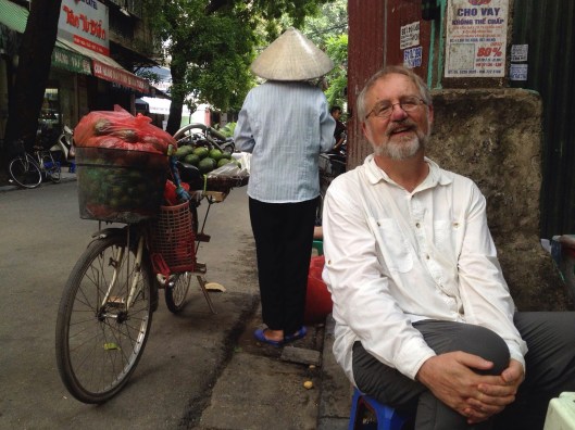 Relaxing in Hanoi's Old Quarter.
