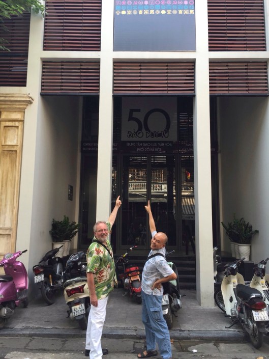 Me and Vu Nhat Tan outside the Old Quarter Cultural Center.