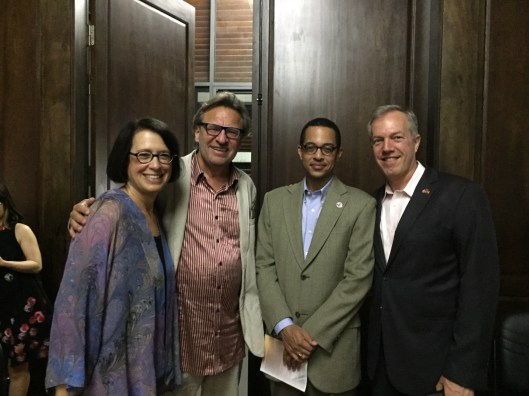 Jan with Norway's Geir Johnson and Clayton and Amb. Osius.