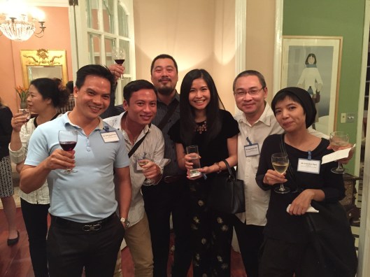 Toasting with California wine, of course!