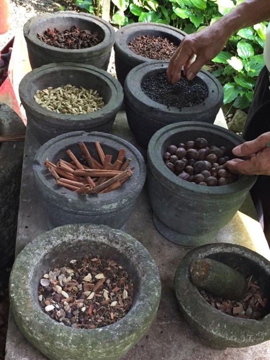 A display of spices at the Spice Garden in Georgetown.