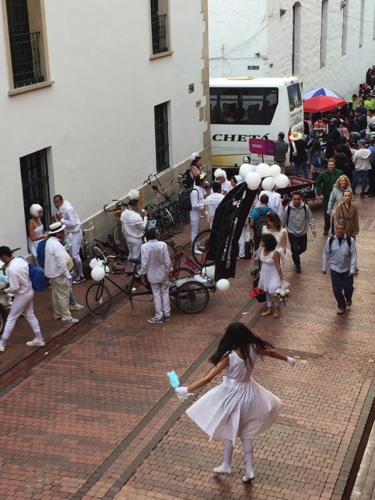 A twirling dancer warming up outside our hotel window,
