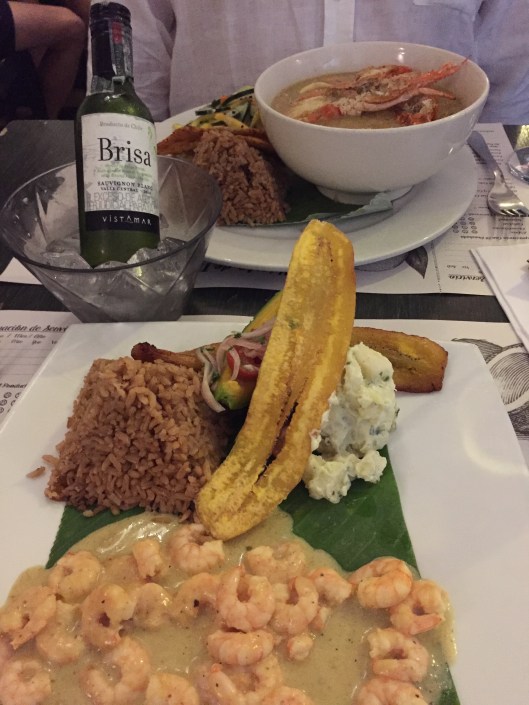 Shrimp ajillo and a fish cazuela at La Mulatta.