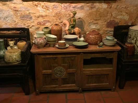 A table with impressive ceramic items.
