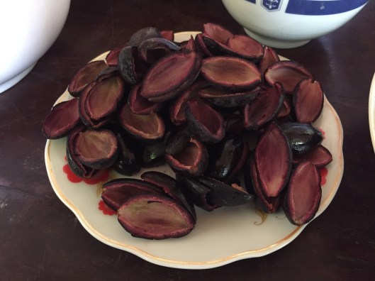 The most unique taste of our lives: Vietnamese olives! Fragrantly bitter, with no hint of oil but delicious tree tastes, it's beyond description but utterly delicious.