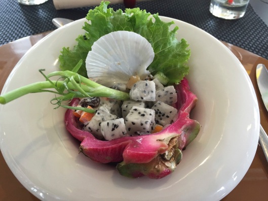 A dragonfruit Waldorf inspired salad.