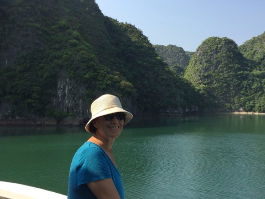 Jan on the Au Co as it docks for Cat Ba Island.