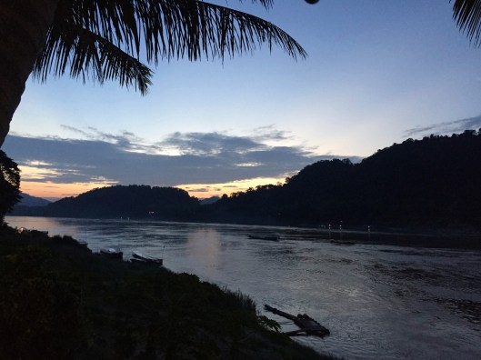 Twilight on the Mekong in Luang Prabang.